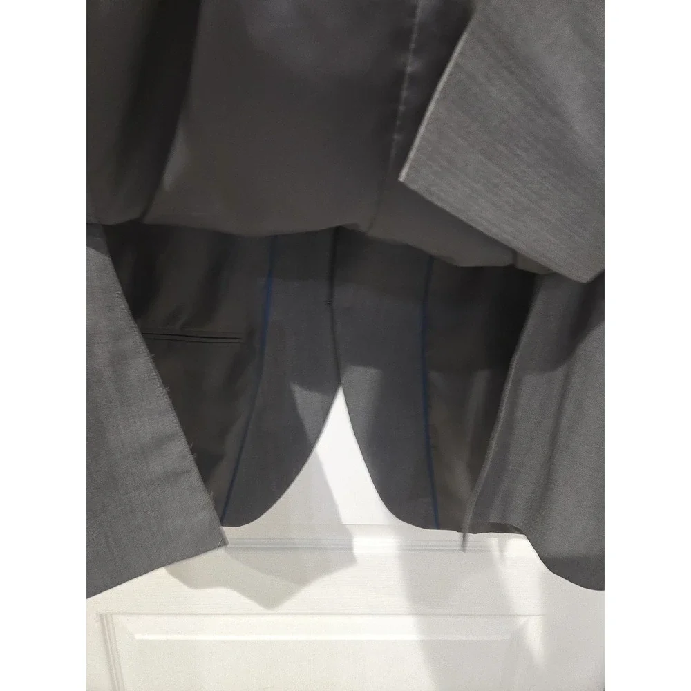 Perry Ellis portfolio Modern Fit 50 L Wool Blend Suit Jacket Blazer Gray